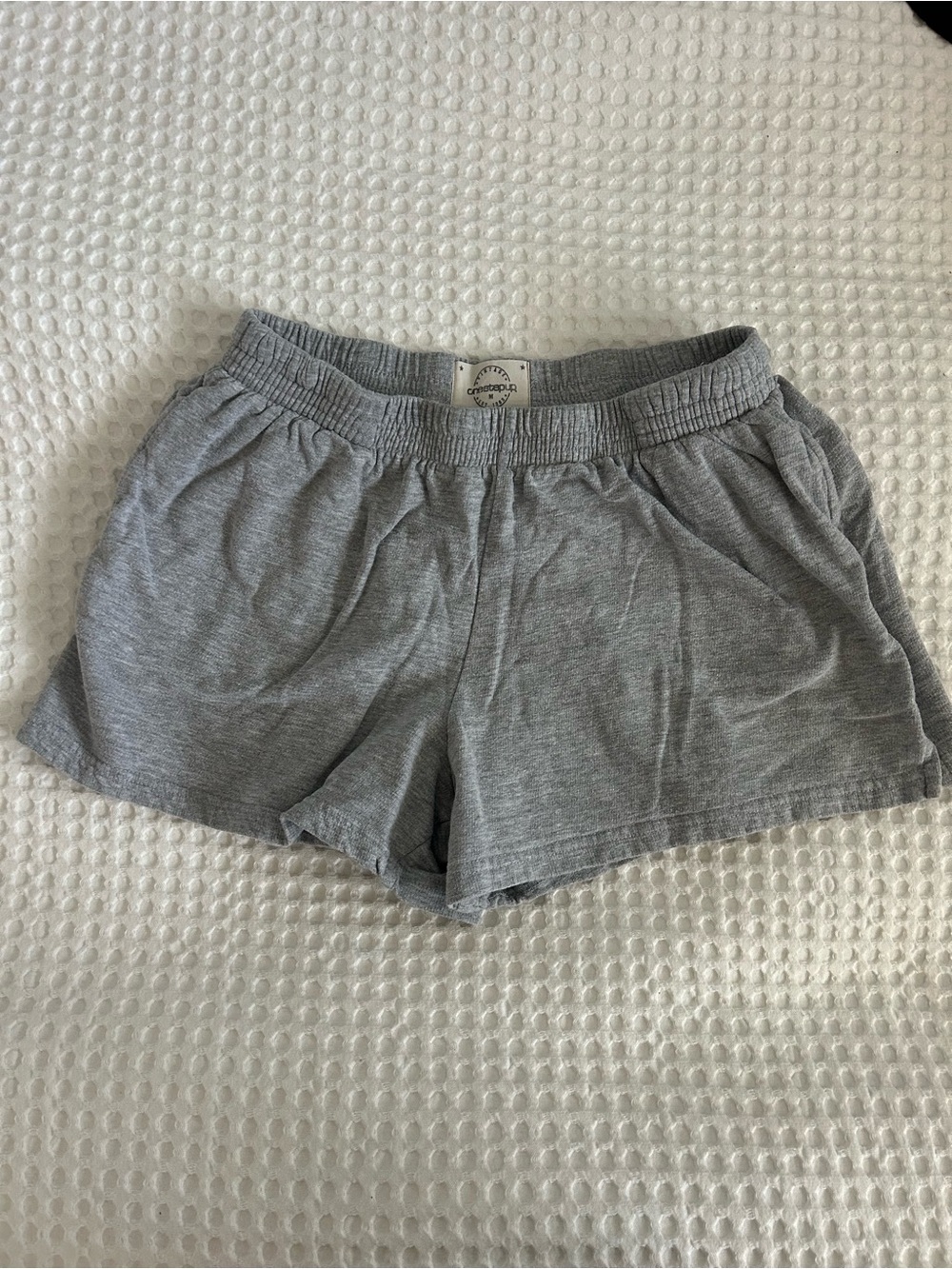 One step up Women's Light Gray Elastic Waist Athletic Shorts